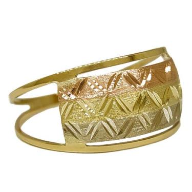 Imagem de Anel Em Ouro 18k 750 Chapa 3 Cores Elevado, 16