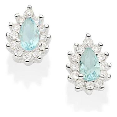 Imagem de Brinco Gota De Prata 925 Com Zircônias Rommanel 820156 Deb, Branco com