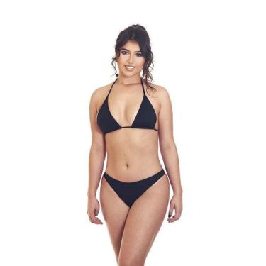 Imagem de Biquíni Cortininha Com Calcinha Fio Dental Simples Sem Bojo - Estigma,