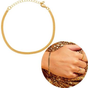 Imagem de OURO 18K Pulseira Laminada Banhada fita delicada snake decoração corpo