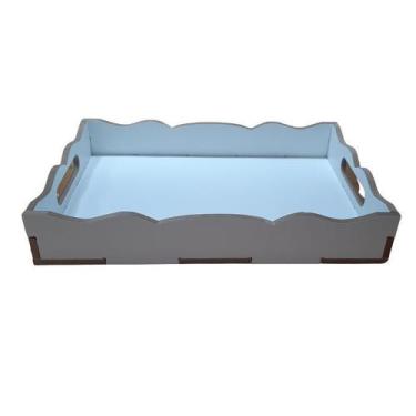 Imagem de bandeja para café da manhã em mdf branco 31 cm - Azul Amora