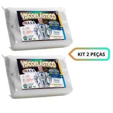 Imagem de Kit 2 Travesseiros Cervical Anatômico Espuma Nasa Viscoelástico Marcbr