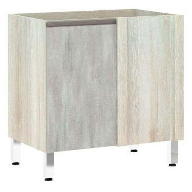 Imagem de Balcão Canto Reto Luciane 80cm Legno Crem e Concreto