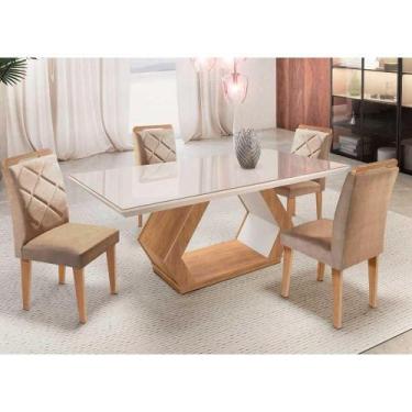 Imagem de Mesa Alvorada 180 Tp 4 Cadeiras E Imbuia E Off - RUFATO