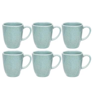 Imagem de Jogo Kit 6 Canecas Xicara Tulipa de Porcelana Chá Café 380ml Ryo Blue 