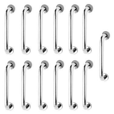 Imagem de Alça de Apoio 30cm Barra Inox Kit 13 Unidades Idoso Banheiro Box Deficiente Acessibilidade Cadeirante Segurança Suporte Corrimao