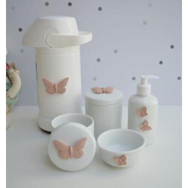 Imagem de Kit Higiene Bebê Porcelana Potes Gel Térmica K021 Borboleta  - Ciranda