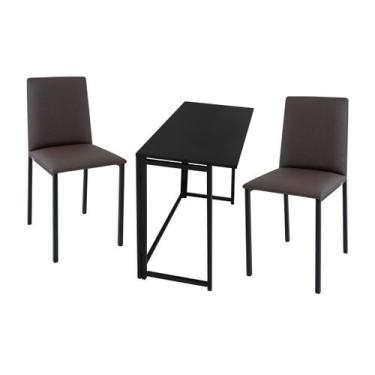 Imagem de Kit manicure ciplafe dubai 1 mesa preto dob 2 cadeiras, Marrom