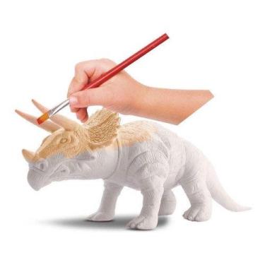 Imagem de Dinossauro Didático Para Colorir Brinquedo c/ Guache as crianças vai a