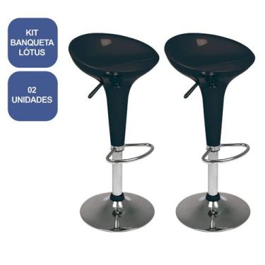 Imagem de Kit 2 Banquetas Lótus Preta - MOR