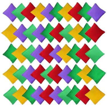 Imagem de Cptoion 72 sacos de feijão, mini sacos de feijão para jogar, pufes de nylon, jogos de arremesso à mão, sacos de milho coloridos, sacos de feijão de jogos familiares para crianças, meninos, meninas,