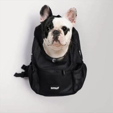 Imagem de Mochila para Transportar Cães e gatos, Mochila para Animais de Estimação, Acolchoada com Ventilação Ideal para Levar seu Pet, Bolsa Transporte Animais, pequeno e médio porte. (Preta, P)