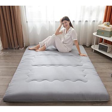 Imagem de Heimorn Colchão de chão japonês, colchão futon japonês, colchão de acampamento dobrável e portátil Shikibuton com capa lavável, cinza Full-XL, cinza