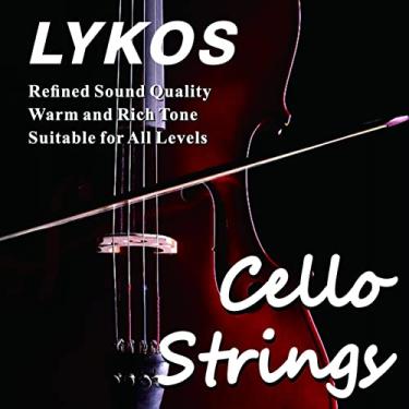 Imagem de Lykos Cordas para violoncelo 1 conjunto completo A D G e C para violoncelo 3/4 e 4/4, experimente o som rico e poderoso qualidade premium para todos os níveis