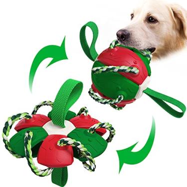 Imagem de Addcean Bolas de brinquedo para cães com cordas de mastigar, bola de pires voadores para animais de estimação, brinquedos interativos para cães para cabo de guerra, melhores presentes para cães