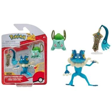 Imagem de Pokemon Clip n Go Battle Feature Figure Set Multi-Pack Action Ready Pack Plus Bonus Sticker (Honedge, Frogadier and Bulbasaur)