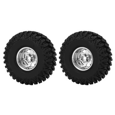 Imagem de Pneus de Jantes de Roda de Carro Rc, 2 Tamanhos de 1.9 Tamanhos 120mm, Pneu de Borracha Com Jantes de Liga Leve, Pneus de Condução Flexíveis para Carro 1/10 Rc (Prata)