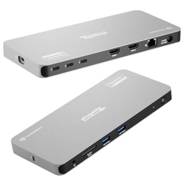 Imagem de Plugable Base Thunderbolt 4 para monitores quádruplos de 100 W, estação de ancoragem Thunderbolt conecta até quatro monitores 4K para laptops Windows e Mac, 2 HDMI, 4 Thunderbolt 4/USB C, driver