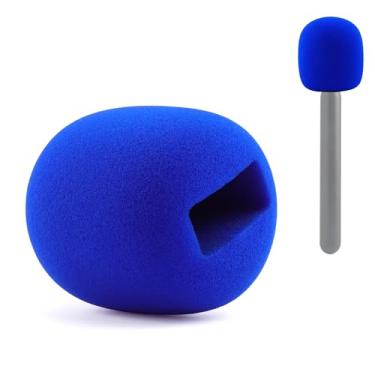 Imagem de JCMOYUTY Para-brisas para DJI/Rode/Hollyland microfone sem fio alça de mão azul suporte para-brisa