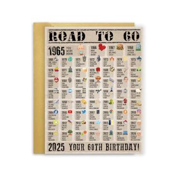 Imagem de Gevinna Cartão de aniversário jumbo de 60 anos para avós, mãe, pai, presentes extragrandes de aniversário de 60 anos para irmã, irmão, amigo, família, Road to 60th Birthday Card Ideas para homens e