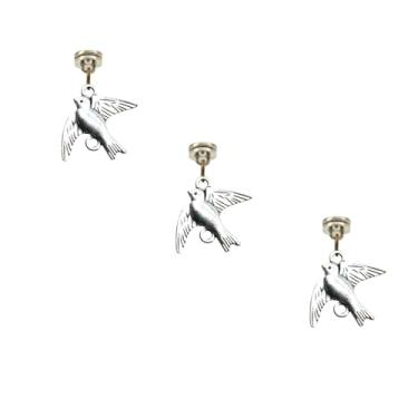 Imagem de Cabeça de dobradiça prateada para decoração de casa, pássaro, conta-gotas magnéticos, tampas de cabeça de dobradiça magnética, tampa de pino de dobradiça de porta (prata)