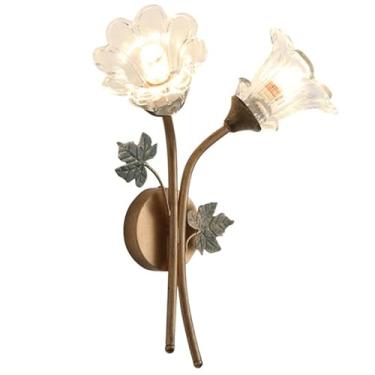 Imagem de Luminárias de parede de cristal vintage americanas, flores criativas, arandelas de cabeceira para quarto com base E14/E12, luz de parede regulável de três cores para cozinha, corredor, estud