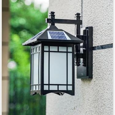 Imagem de Luminárias de parede de varanda vintage chinesas de 13 pol., estilo europeu, criativas, à prova d'água, de alumínio, acrílico, fonte de luz LED, luz de parede solar para jardim de vila, lâmp