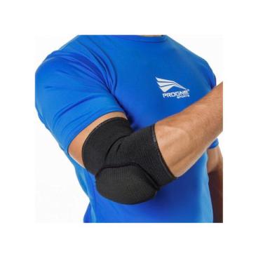 Imagem de Cotoveleira elastica reforçada volei futsal par - PROGNE, Preto, G