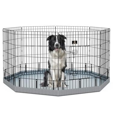 Imagem de PJYuCien cercadinho para cachorros, cercadinho para cães de 8 painéis de 30 "h com almofada inferior gery, caneta de metal dobrável para exercícios para cães para ambientes internos, melhor