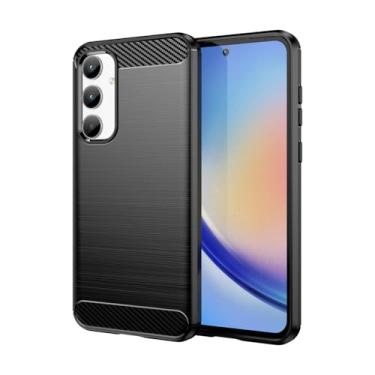 Imagem de GTBDEKI Capa para Galaxy A35 5G, capa para Samsung A35 SM-A356B, capa traseira de silicone fino à prova de choque de fibra de carbono resistente TPU macio para Samsung Galaxy A35 5G preta