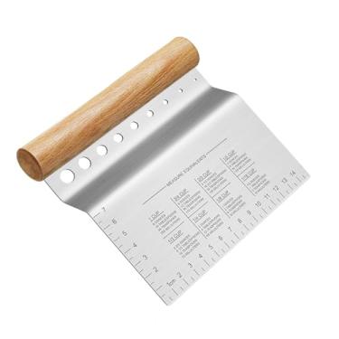 Imagem de ALLTOP Raspador/cortador/cortador de massa lâmina de aço inoxidável com descascador de ervas, ferramenta de pastelaria de cozinha multiuso com régua de balança - removedor de folhas - 1 pacote