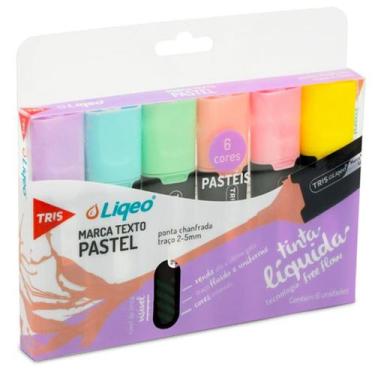 Imagem de Kit Marca-texto Liqeo Flat Pastel Com 6 Cores 685083 - TRIS