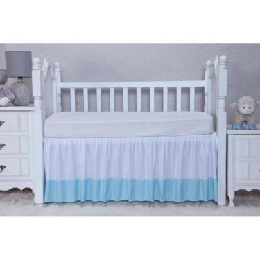 Imagem de Saia De Berço Com Barrado Padrão Americano Ou Nacional Azul
