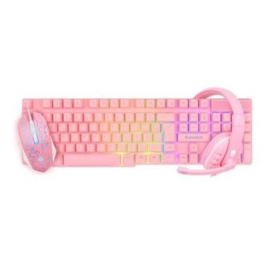 Imagem de Kit Gamer Evolut EG-53 Teclado, Mouse, Headset Rosa