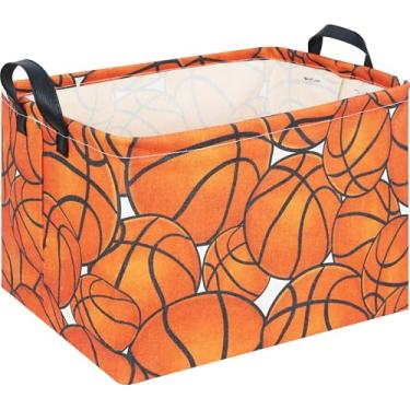 Imagem de CLOCOR Cesta De Basquete Retangular, Cesta De Armazenamento Vazia, Cesta De Presentes Para Crianças, Organizador De Brinquedos Para Meninos, Decoração De Quarto (Basquete)