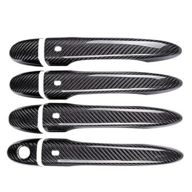 Imagem de Capa de maçaneta de porta de fibra de carbono para maçanetas externas de carro, acabamento compatível com Maserati Levante Ghibli Quattroporte 2013-2017, acessórios