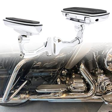 Imagem de JUNJUMOTO Estribo De Passageiro Ajustável Streamliner Com Kit De Montagem Adequado Para Harley Touring Road King Road Glide Street Glide Electra Glide Cvo 1993-2025 (Cromado)