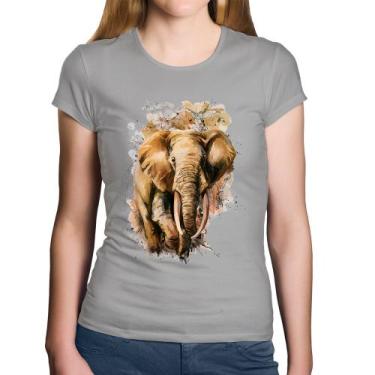 Imagem de Baby Look Algodão Elefante Watercolor - Foca na Moda, Cinza, P