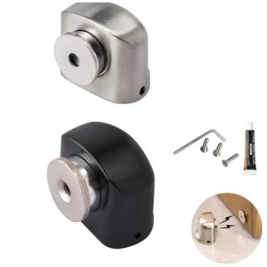 Imagem de Kit 2 Trava Porta Magnético Prendedor Fixador Janela C/ Parafuso Cola 