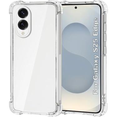 Imagem de USTIYA Capa para Samsung Galaxy S25 Edge Uso Resistente, Bumper Absorção Choques em TPU Transparente Protector Câmera Espessamento nas Quatro Pontas da Carcasa