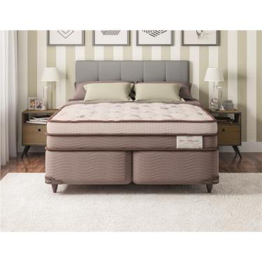Imagem de Cama Box King Size Ortobom New Magestic com Molas Ensacadas 68x193x203cm - Marrom/Cinza