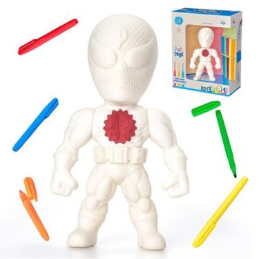 Imagem de Brinquedo Didatico Para Colorir Boneco Herói Com Canetinhas - Puff Toy