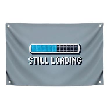 Imagem de Bandeira Life on Pause de 9 x 1,8 m com 4 argolas de latão - Bandeiras "Still Loading..." para quarto - Bandeiras engraçadas para dormitório universitário - Banners personalizados - Decoração colorida