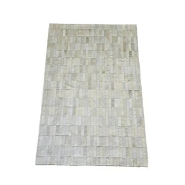 Imagem de Tapete De Couro Natural Legítimo Costurado 1,50 x 1,00 M (Branco Tiras)