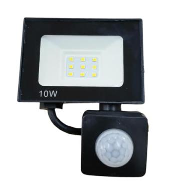 Imagem de Refletor LED 10w, Holofote com Sensor de Presença, Bivolt, Branco Frio 6500k - Iluminação externa