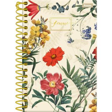 Imagem de Foroni Caderno Universitário Femme 96 folhas Capa Dura Floral Espiral Colorido 1 matéria