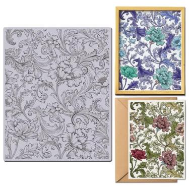 Imagem de GLOBLELAND Carimbo de borracha aderente com fundo de flores vintage, 22 x 18 cm, retrô, floral, EVA, conjunto de carimbos de borracha para fazer cartões, álbum de fotos, decoração, faça você mesmo