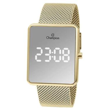 Imagem de Relógio Champion Feminino Dig Dourado Led Espelhado CH40080B