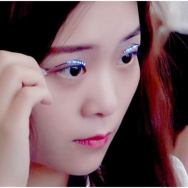 Imagem de Cílios postiços com luz led, cílios led à prova d'água, delineador brilhante, fita única e encantadora para pálpebras, azul, 2 pares