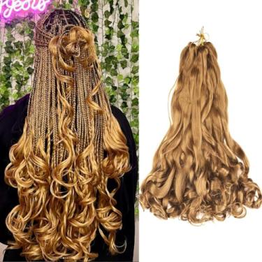 Imagem de Cabelo trançado pré-esticado 50,8 cm cabelo solto ondulado crochê 8 pacotes de cabelo ondulado grande ondulado trança saltitante cabelo encaracolado sintético (#27, 50,8 cm (pacote com 8))